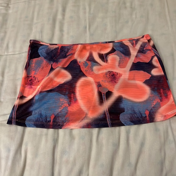Miaou Mini Skirt in Neon Peach Floral - Picture 5 of 5